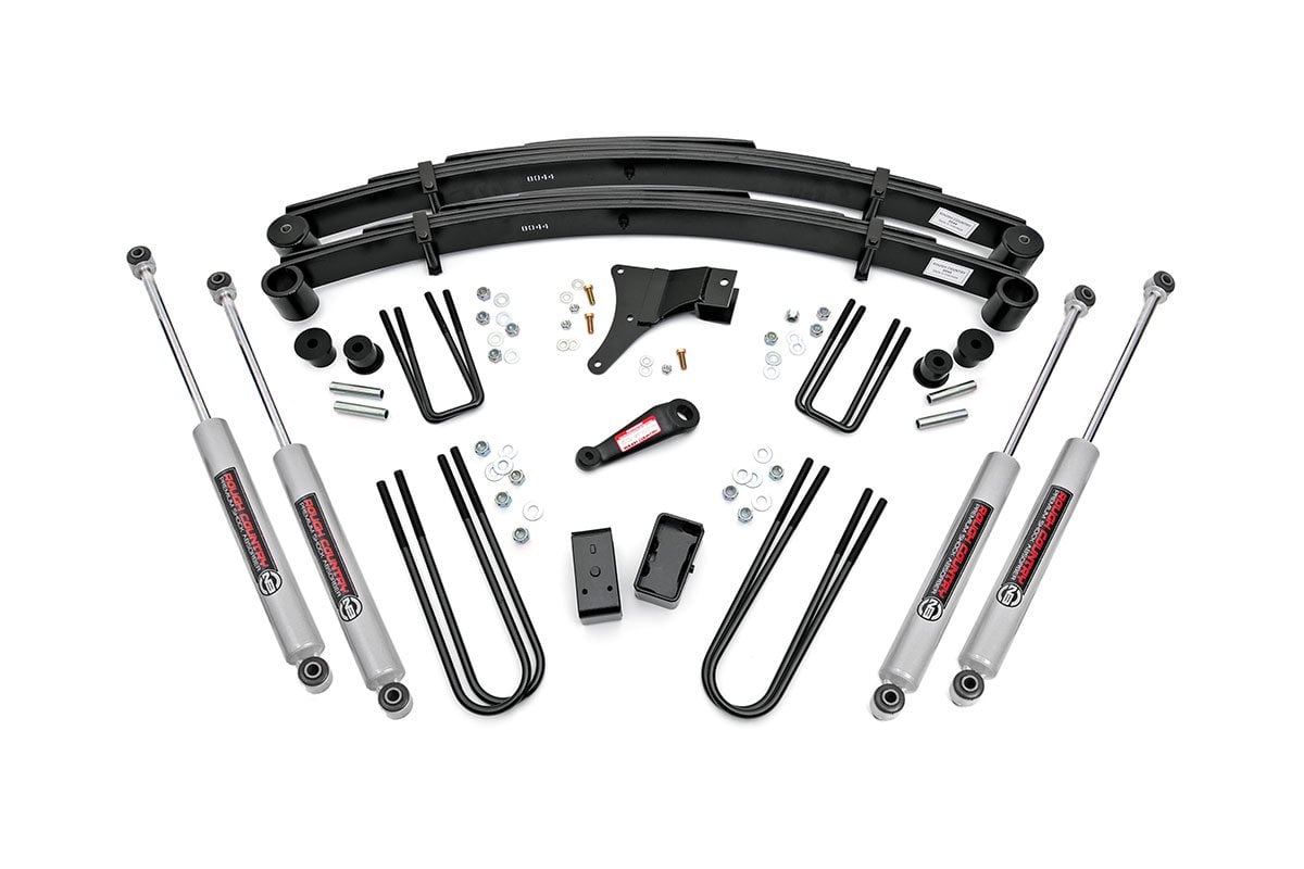 Ford F-350 Suspension Lift Kit - Rough Country - 4 Inch, Premium N3 Shocks - '86-'97